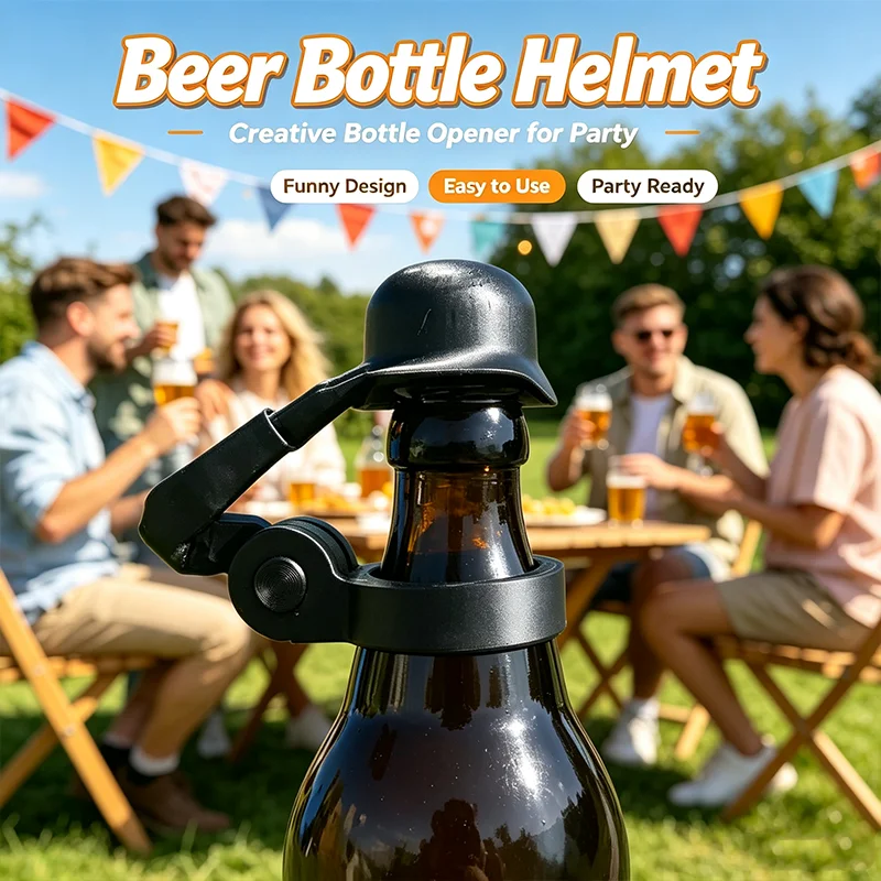 Dustproof Beer Bottle Helmet with Soldier Greeting Creative Wine Bottle Covers Reusable Beer Bottle Cap Party Bar Supply