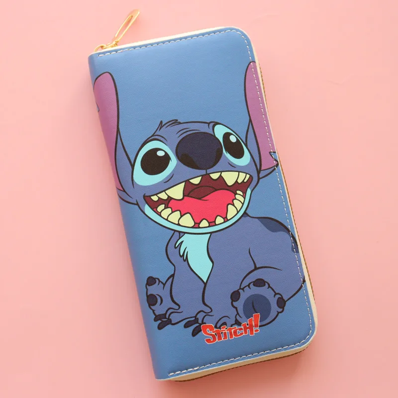 Cartera larga con estampado de dibujos animados de Disney Stitch, monedero para estudiantes, bolsa de almacenamiento de gran capacidad con compartimento, nuevo