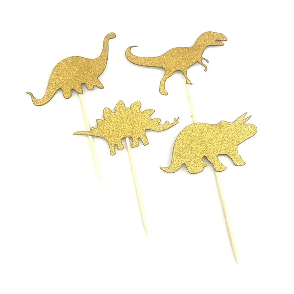 

32pcs Cake Decorations Dinosaur Cake Topper Golden Glitter Birthday Party Supplies Cupcake Picks Safe Kids Baby Shower