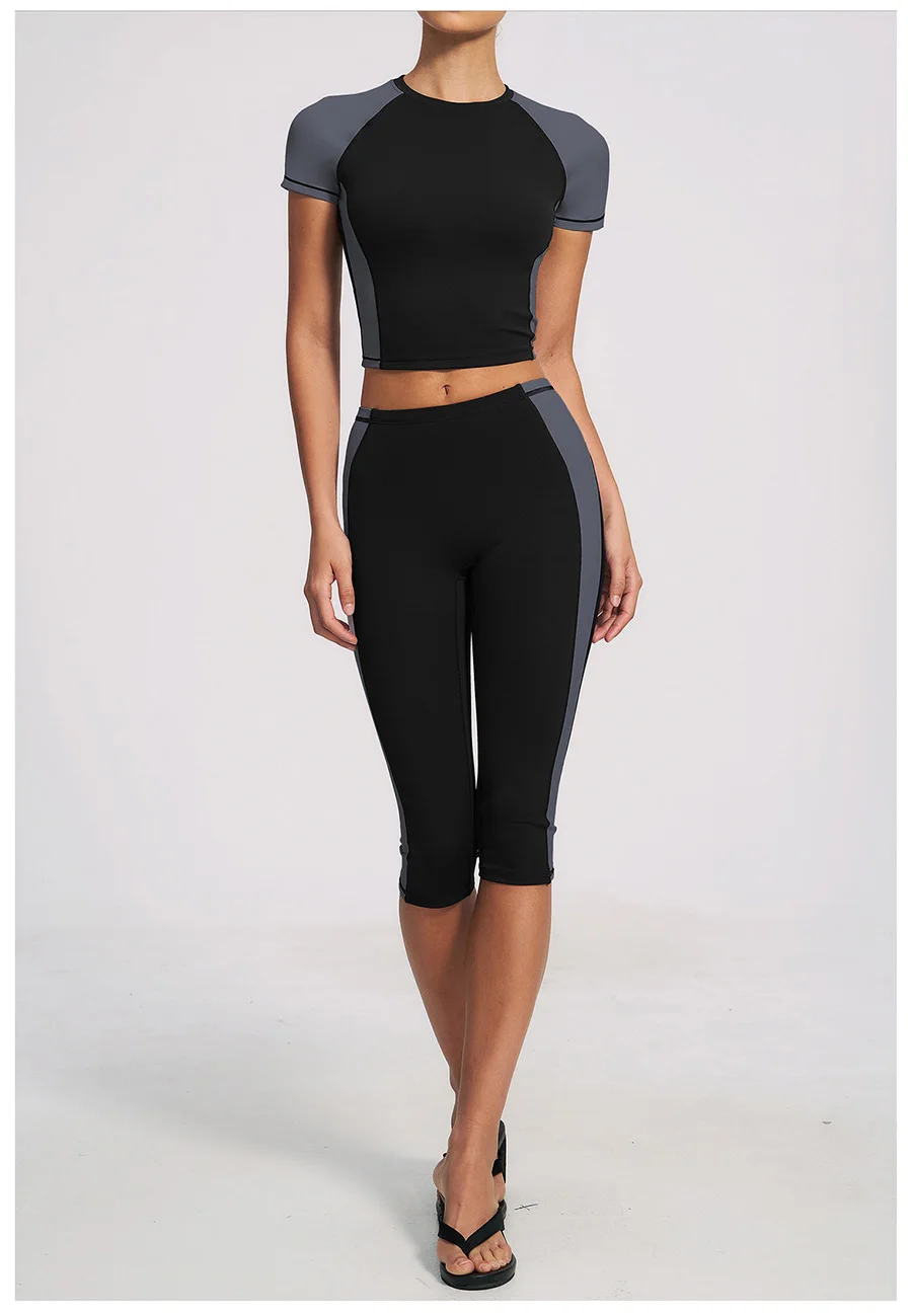 Yoga-Set 2-teilig Workout-Outfit Damen Trainingsanzüge Fitness-Weste Kurze Sporthose Ärmellose Capri-Hose Sportbekleidung Sport-BH Kleidung – Detail 33