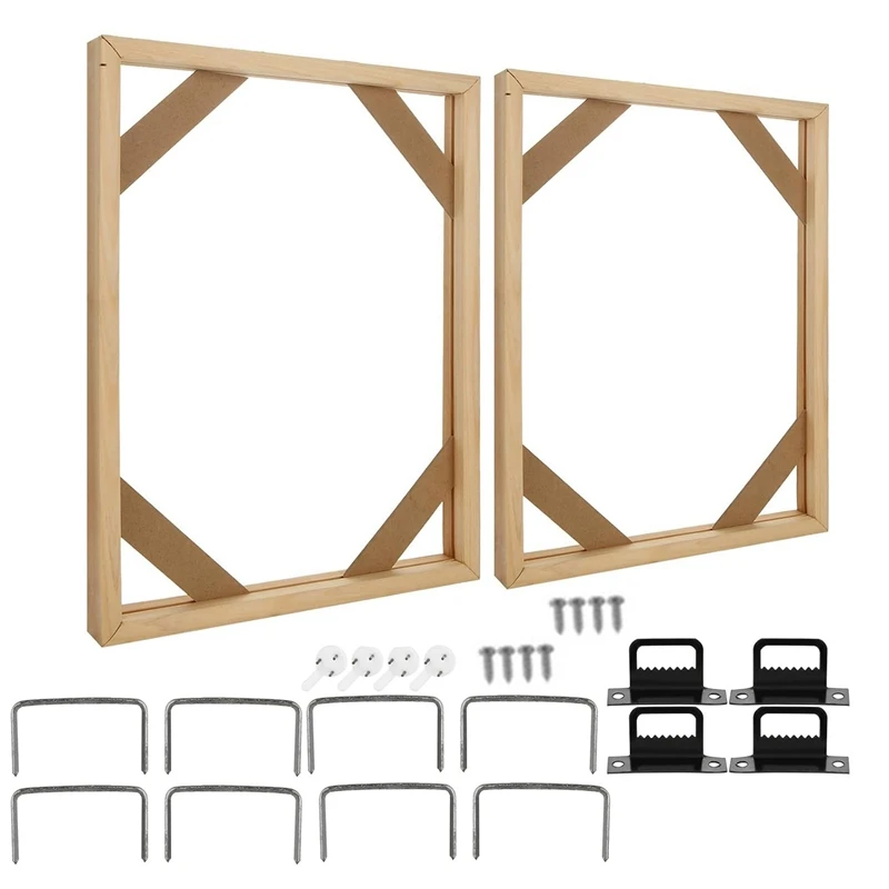 2 Set DIY Solid Wood Canvas Frame Kit, 16X20 Inch Canvas Frame Stretcher Bars Wood For Oil Paintings, Prints And Posters Durable