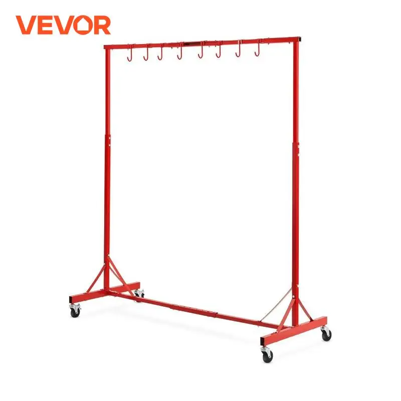 VEVOR 66lbs Painting Drying Rack 8 Hooks Automotive Paint Auto Body Stand with 4 Swiveling Wheels for Auto Repair Shops & Garage