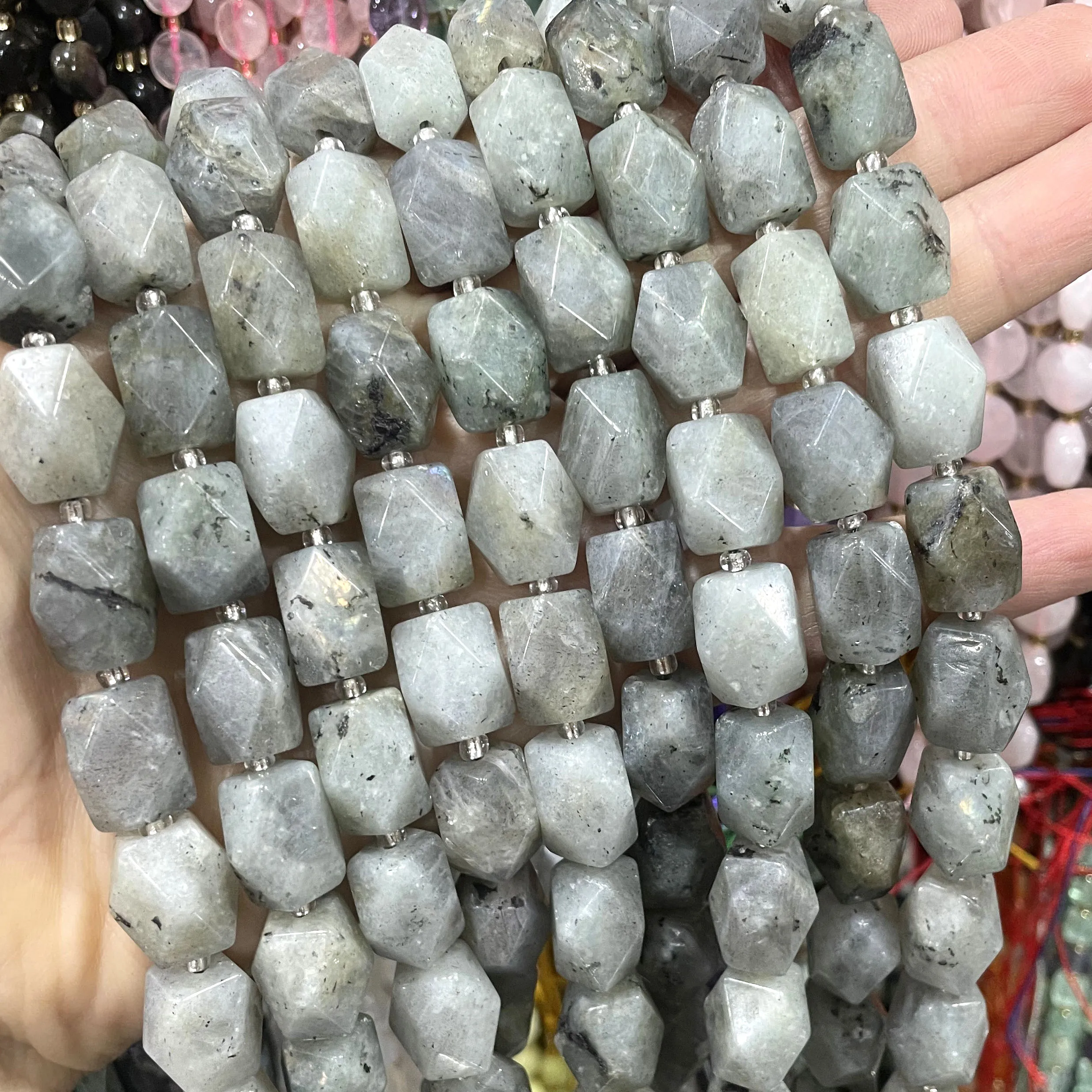 10X14MM Faceted Natural Stone Pink Jades Loose Spacer Beads For Jewelry Making DIY Bracelet Necklace Accessories