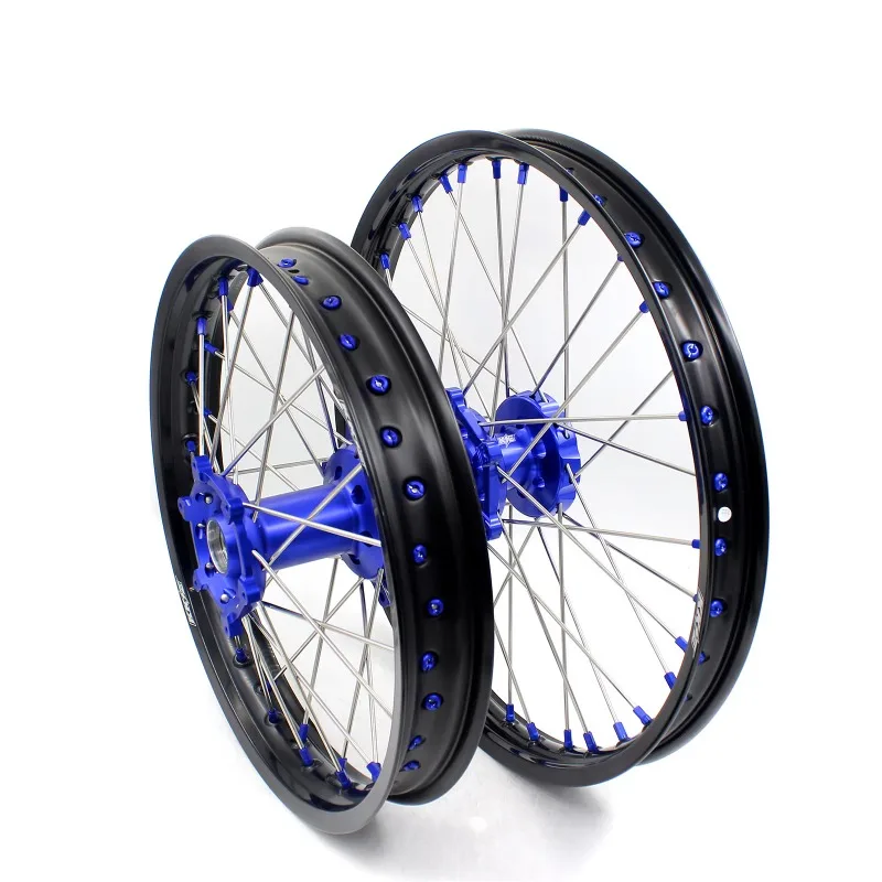 

【2025】 Off-road Motorcycle Spoked Wheels Rims Set Fit for Yamaha YZ125 YZ250 1999-2026 YZ450F 2003-2026 WR250F 2020-2026 Blue N