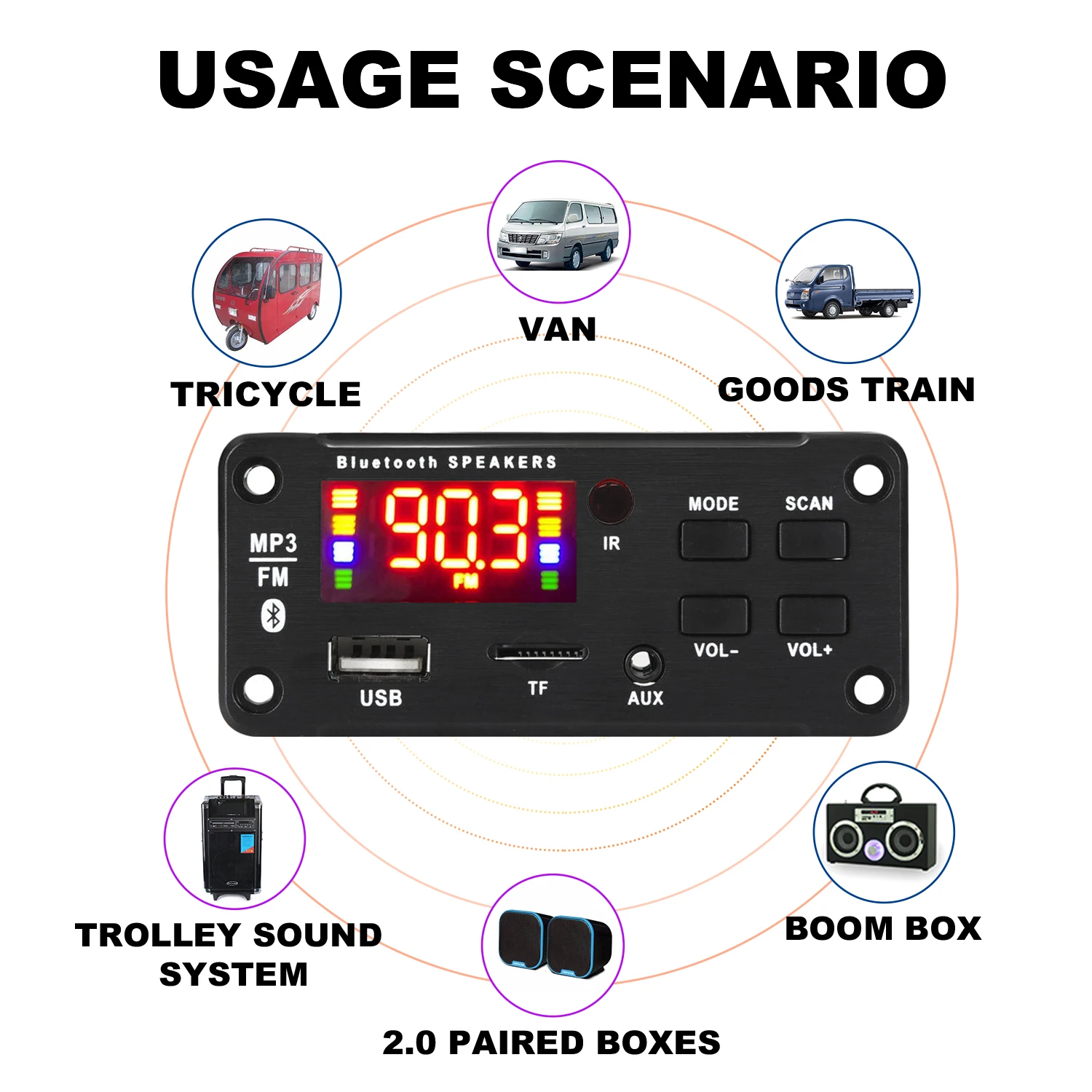 12V Bluetooth 5.0 MP3 płyta modułu dekodującego bezprzewodowy samochód USB MP3 odtwarzacz gniazdo karty TF USB FM z mikrofonem