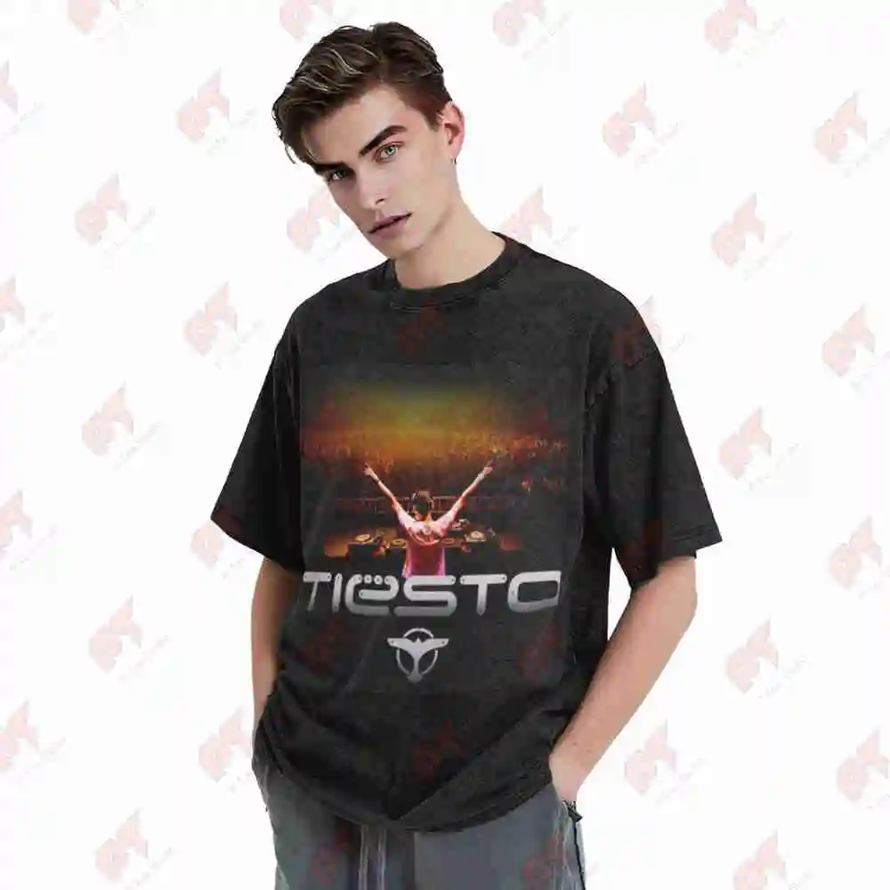 Tiesto DJ Stage Logo Vintage Washed Tee Pure Cotton T-Shirt - view 3