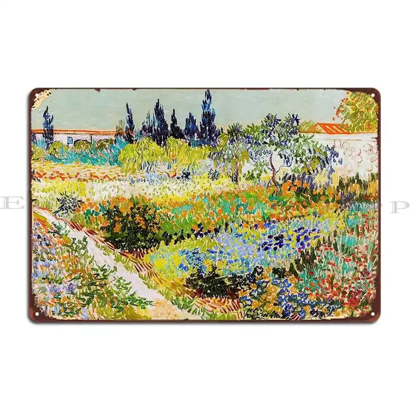 Vincent Van Gogh Garden At Arles Metal Plaque Poster Retro Bar Wall Decor Kitchen Create Tin Sign Poster