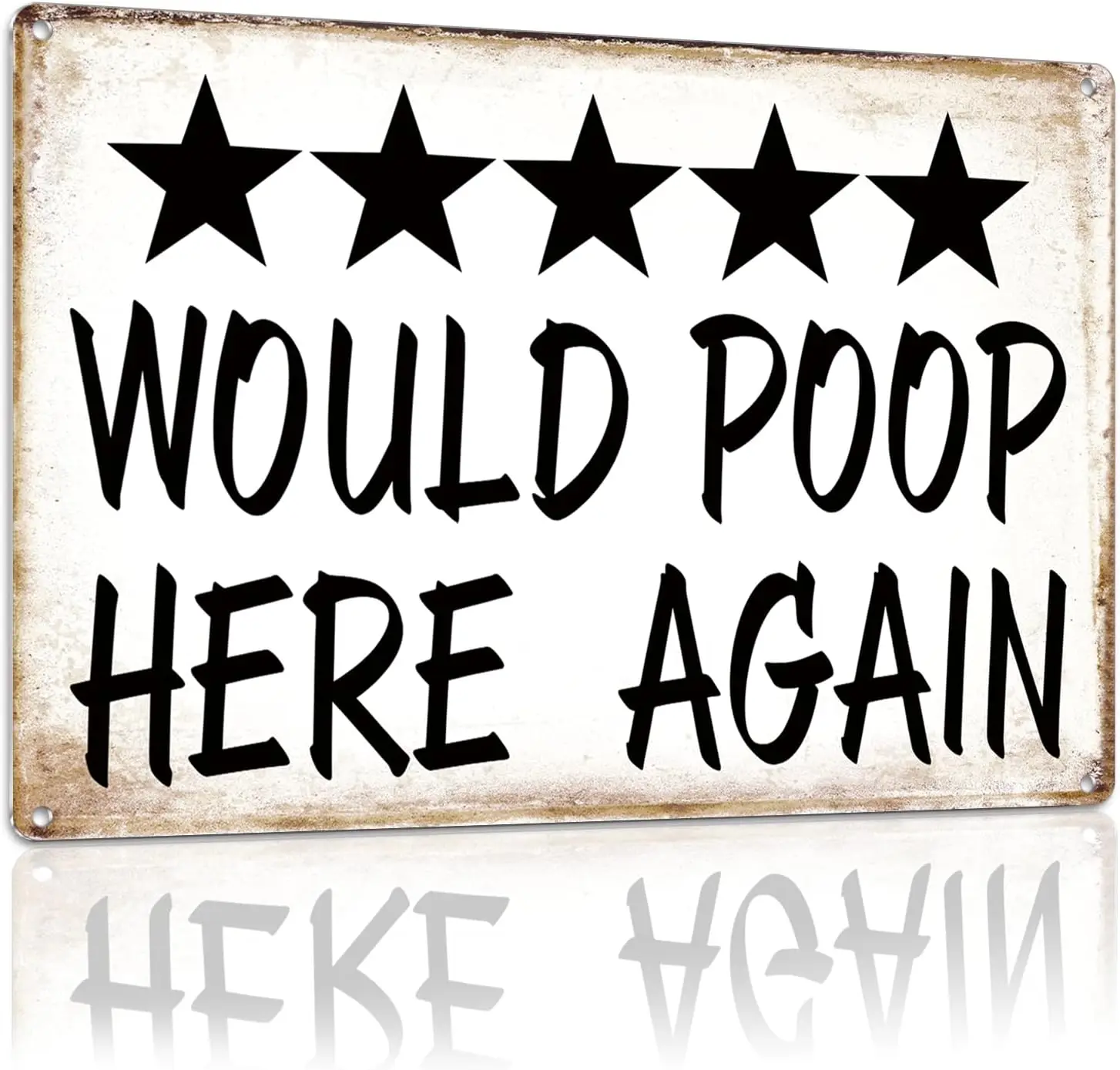 WOULD POOP HERE AGAIN - Funny Bathroom Sign Decor - 12 × 8 Inch Tin Signage - Vintage Art Metal Signs for Bathroom Decor, Waterp