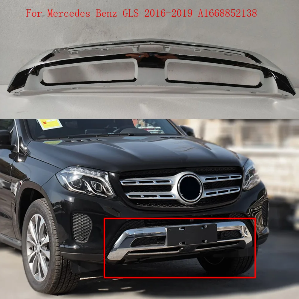 Front Bumper Lip Spoiler Diffuser Chrome Trim Chromium A1668852138 For Mercedes Benz GLS X166 W166 GLS320 GLS350d GLS400 2016-19