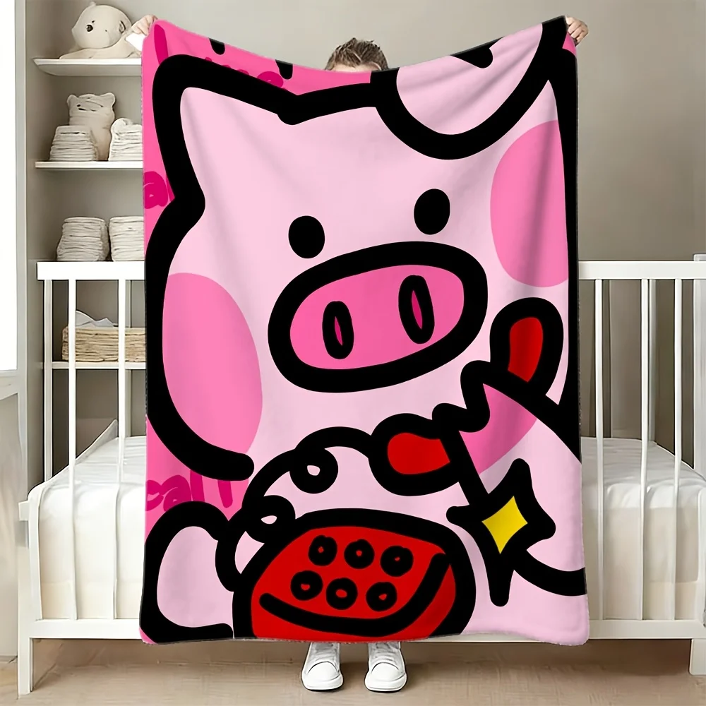 

Super Cute Pig Face Cartoon Throw Blanket Nursery Decor Kids Toddler Fleece Cozy Bedding 150x200cm Gift