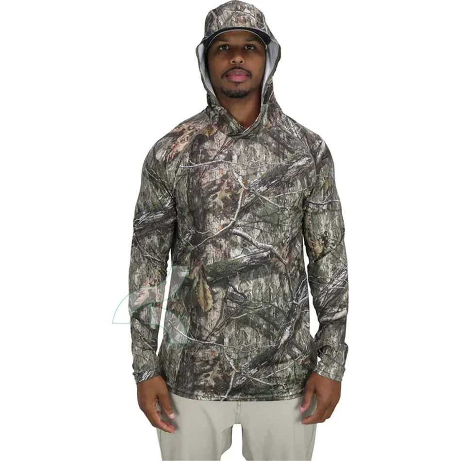 AFTCO Sun Protection Fishing Shirts Camouflage Pretender Hooded Clothing Summer Outdoor Anti-UV Fishing Clothes UPF50+ Jerseys