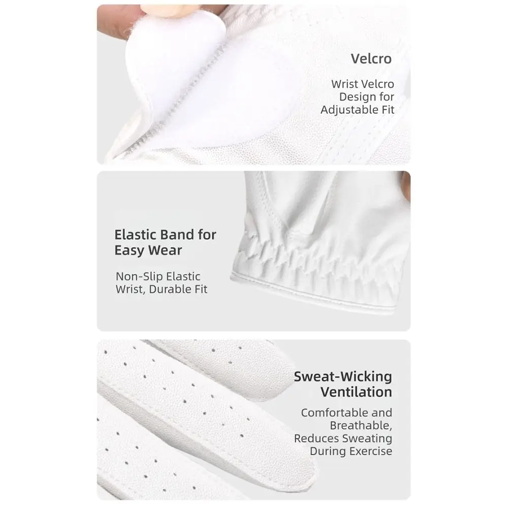 

Soft White Golf Glove Non-slip Suede Sport Gloves Breathable Left Hand Professional Glove Female Male