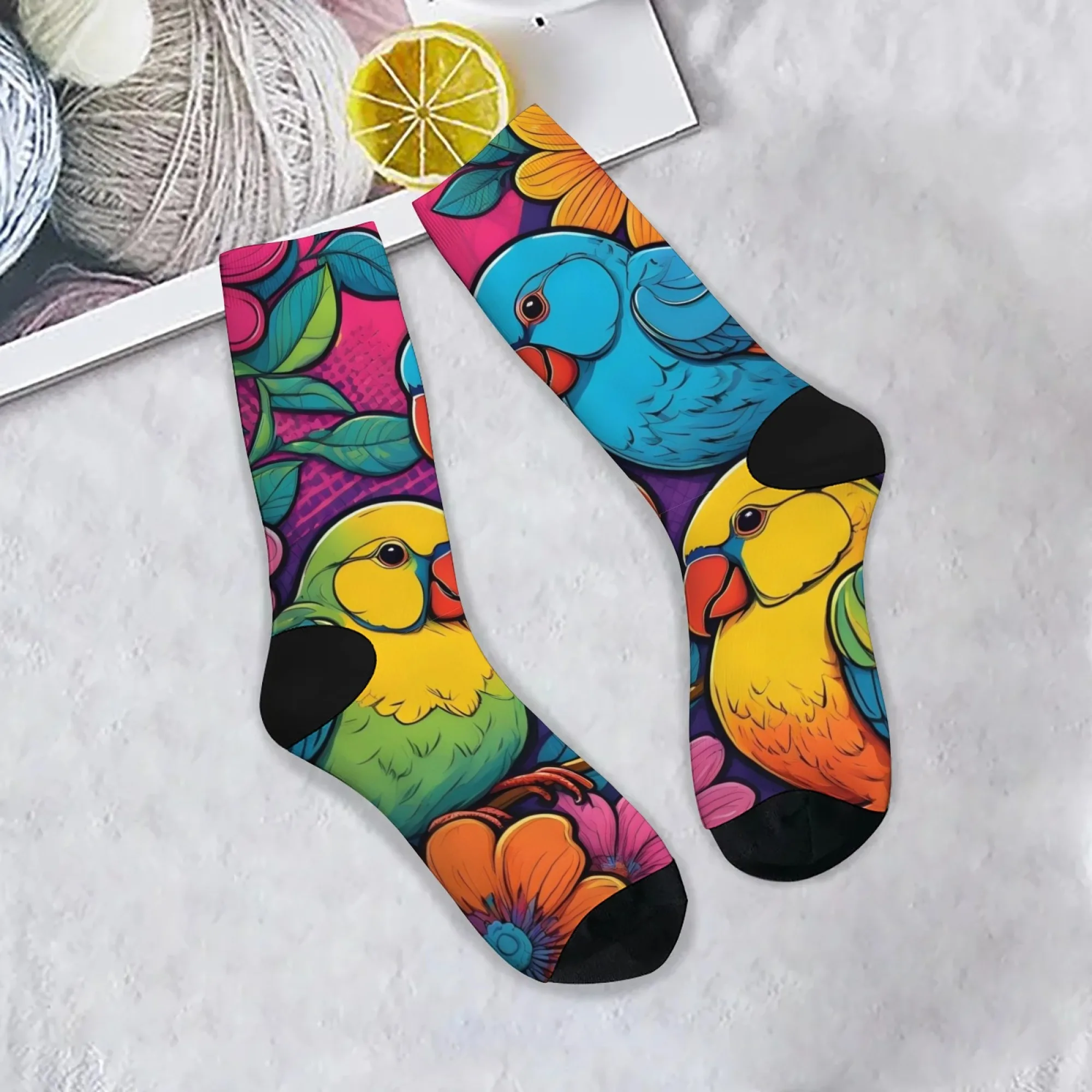 Harajuku Retro Street Style Tropical Parrot Print Herrensocken Roman Trendy Hip Hop Crew Socken Bequeme rutschfeste Freizeitsocken