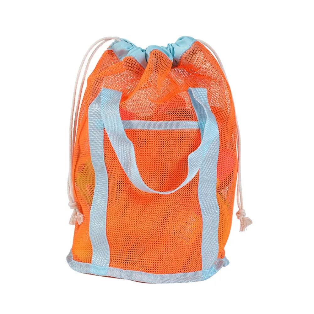 

Simple Drawstring Mesh Toiletries Bag Foldable Handheld Beach Storage Bag Swimming Bag Makeup Bag Toy Organizer Kids
