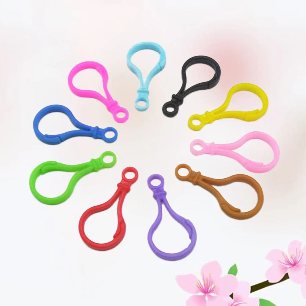 

100PCS Candy Color Acrylic Clasps Hook Bulb Buckle Clips Keyring Buckle Accessories for Backpack Pendant DIY Handwork (Random Co