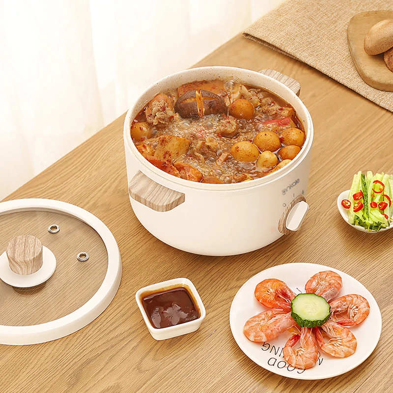1.5L Điện Nồi Để Bàn Lẩu Di Động Multicooker Nồi Cơm Điện Hấp Thực Phẩm Nướng Điện Skillet Chảo Chiên 220V