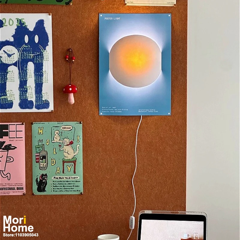 

Illustrated Poster Wall Lamp, DIY Handmade Rechargeable Dimmable Ambient Night Light for Bedroom, Gaming Room, Living Room Decor