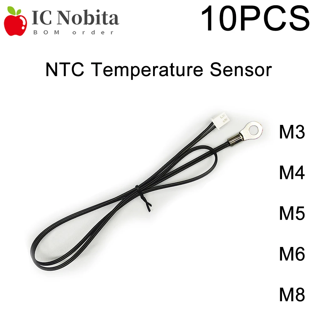 เซ็นเซอร์วัดอุณหภูมิ NTC แบบ OT Probe พร้อมวงแหวนทองแดง 10 ชิ้น 5K 10K 20K 50K 100K เทอร์มิสเตอร์ B3950 1% แบบเกลียว