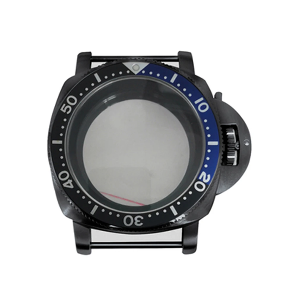 42 مللي متر PVD مطلي الأسود 316L حاوية من الفولاذ المقاوم للصدأ ساعة الحافة + الصلبة الأسود الداخلية ساعة الظل اكسسوارات لحركة NH35/36