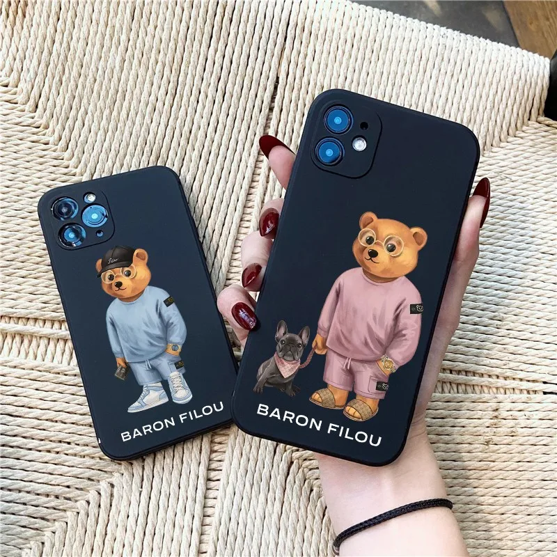 Baron Filou Leisure Bear Soft Case For Iphone 14 13 12 11 Pro Max Mini 7 8 Se Plus Xr X Xs Max Phone Cover Cartoon Fundas Capa