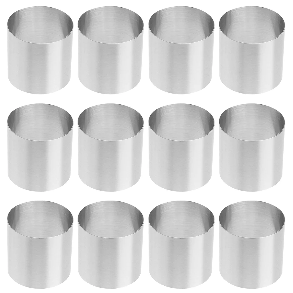 

12 Pcs Pans Cake Mold Heart Shaped Mousse Mould Stainless Steel Baking Molds Ring