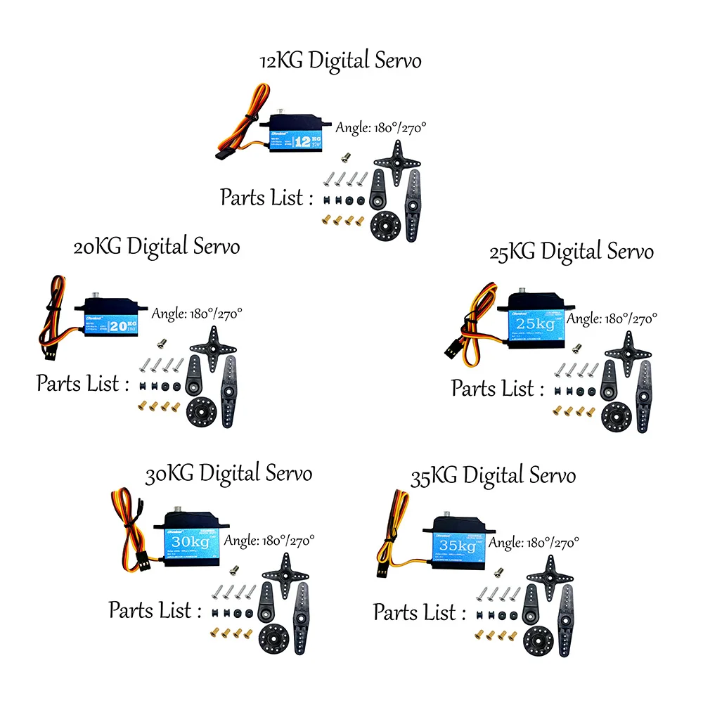 High Torque Digital Servo Collection: Choose from 12KG/20KG/25KG/30KG/35KG, Metal Gear 180°/270° for RC & Robot