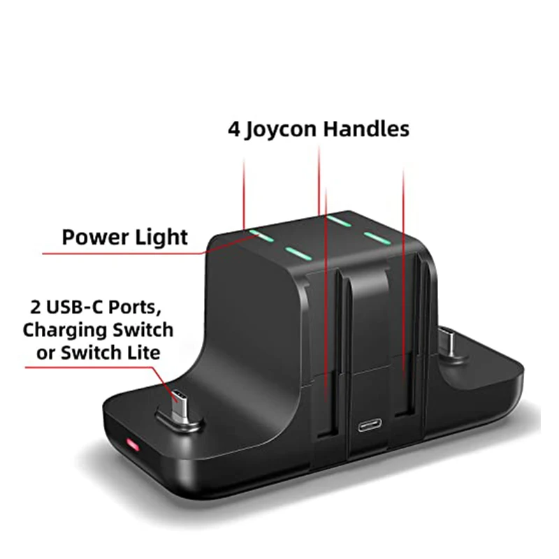 6 in 1 Charging Dock for Nintendo Switch Console Joy-con Controller Gamepad Charger Dock Station DC5V/2A Charge Stand NS Switch