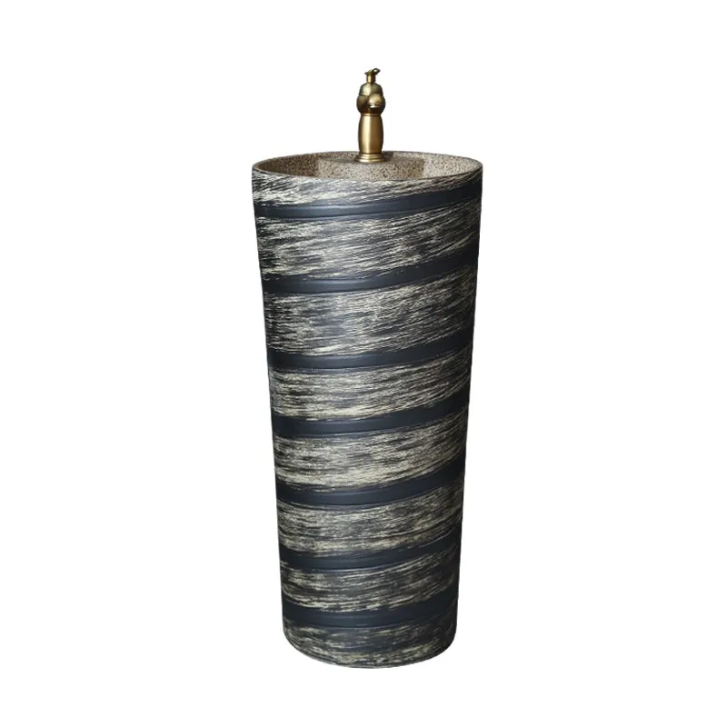 Ceramic column basin, integrated floor-to-ceiling wash basin, balcony bathroom column basin