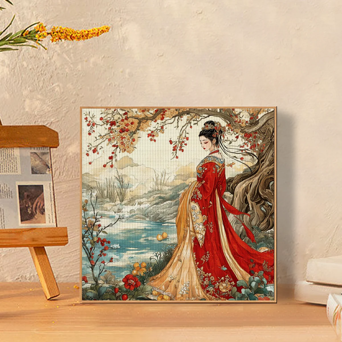 1 Set 40x40cm [15,7x15,7 Zoll] / 30x30cm [11,8x11,8 Zoll] 11CT/14CT bedruckter Stoff Kreuzstich DIY-Set, schöne Landschaft, Set – Detail 1