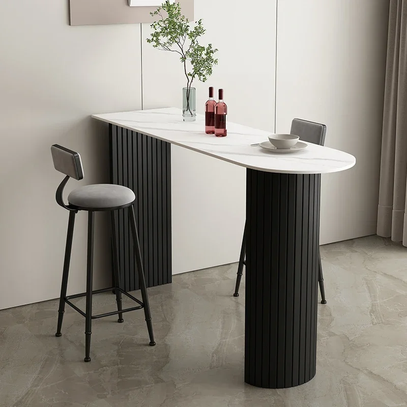 rock slab bar table Household small apartment Modern simple bar table and chair combination partition Sofa side bar table