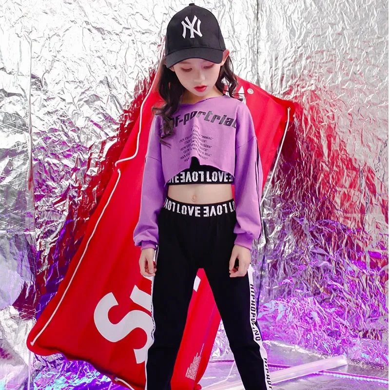 Concert Hip Hop Clothing Sweatshirt Pants Girls Cheerleader Jazz Dance wear Costumes Kids Stage Ballroom Dancing Clothes Wear