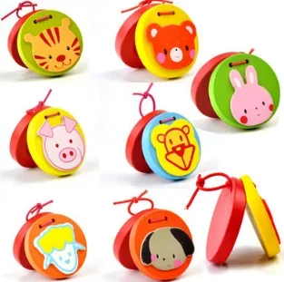 1 pcs Random Color Cute Wooden Cartoon Musical Percussion Instrument Toy for Kids Early Educational Toy Gift