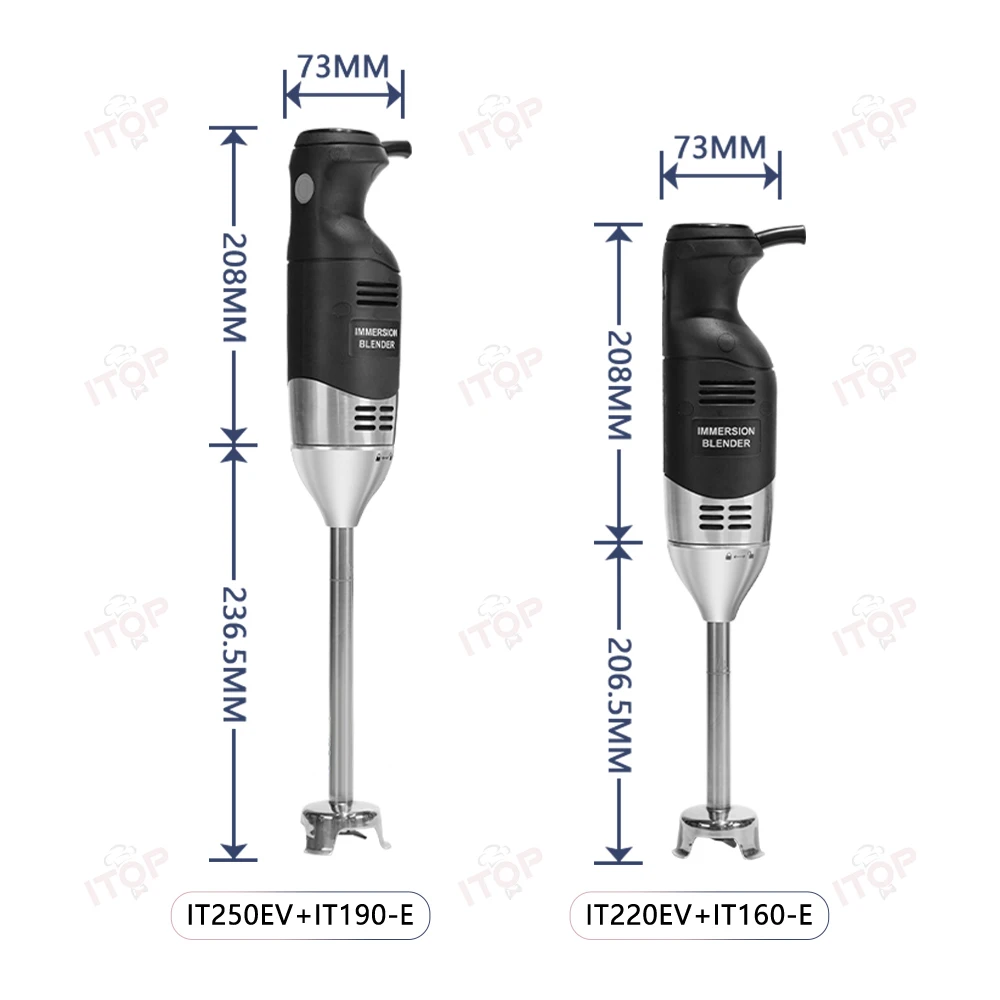 ITOP Handheld Blender 220W 250W Immersion Blender Stick Food Mixer Durable Commercial/ Household Use 8 Files Speed 4000-18000RPM