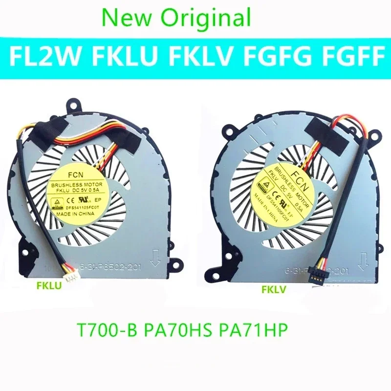 FORNew Original Laptop CPU GPU Cooling Fan Cooler For CLEVO 6-31-P6502-201 T700-B PA70HS PA71HP DFS 541105 FC0T FGFG FKLV FKLU 4