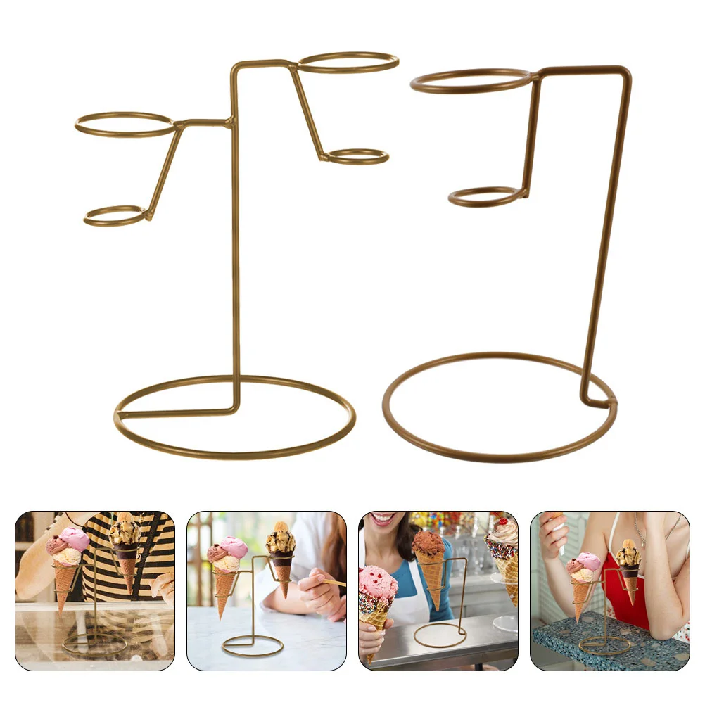 

2pcs Ice Cream Cone Stand Metal Display Holder Iron Construction Easy To Clean Desktop Ice Cream Rack Support Holder For
