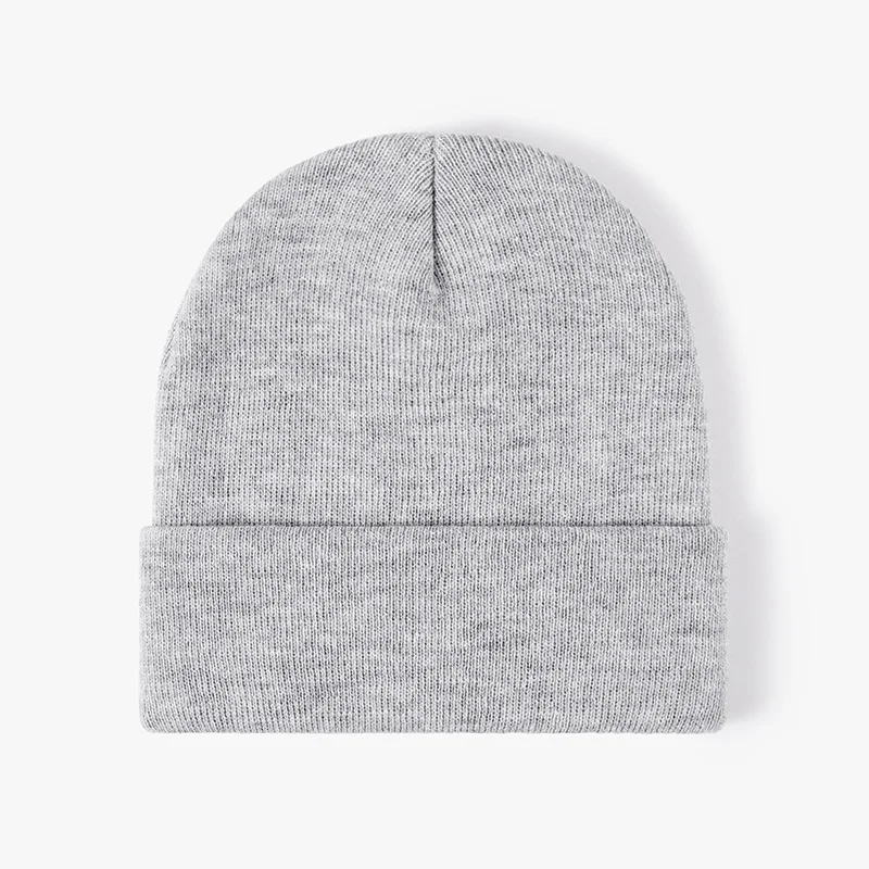 High Quality Winter Plain Beanie Hat 100%Acrylic Warm Knitted Cap Wool solid color pullover cap