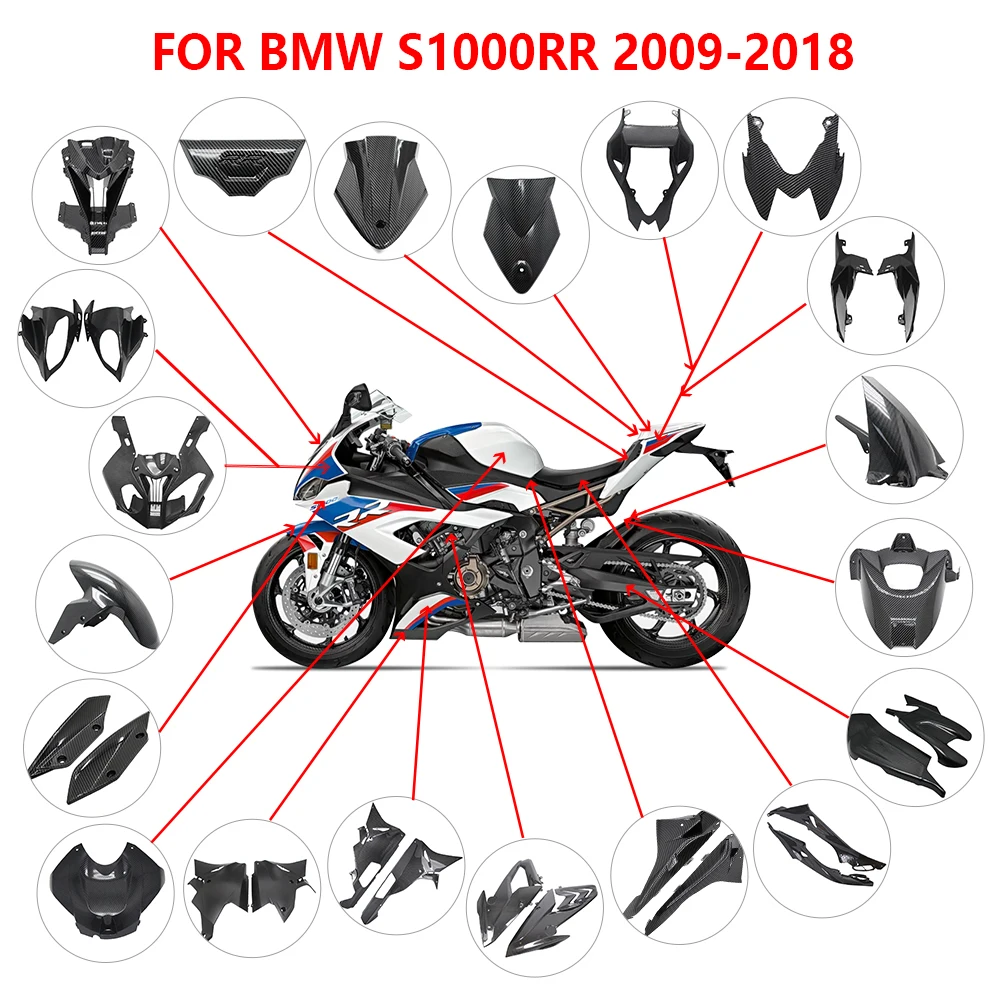 

Fit For BMW S1000RR R 2009-2018 Motorcycle ABS Plastic Carbon Fiber Color Winglets Rear Parts Fenders Tank Cover Fairing Kits