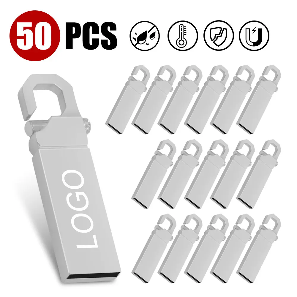 50PCS USB Flash Drive 64GB Pendrive 32GB Waterproof Pen Drive 16gb 8gb Flash Disk Флешка Usb2.0 Stick Wholesale Free Logo