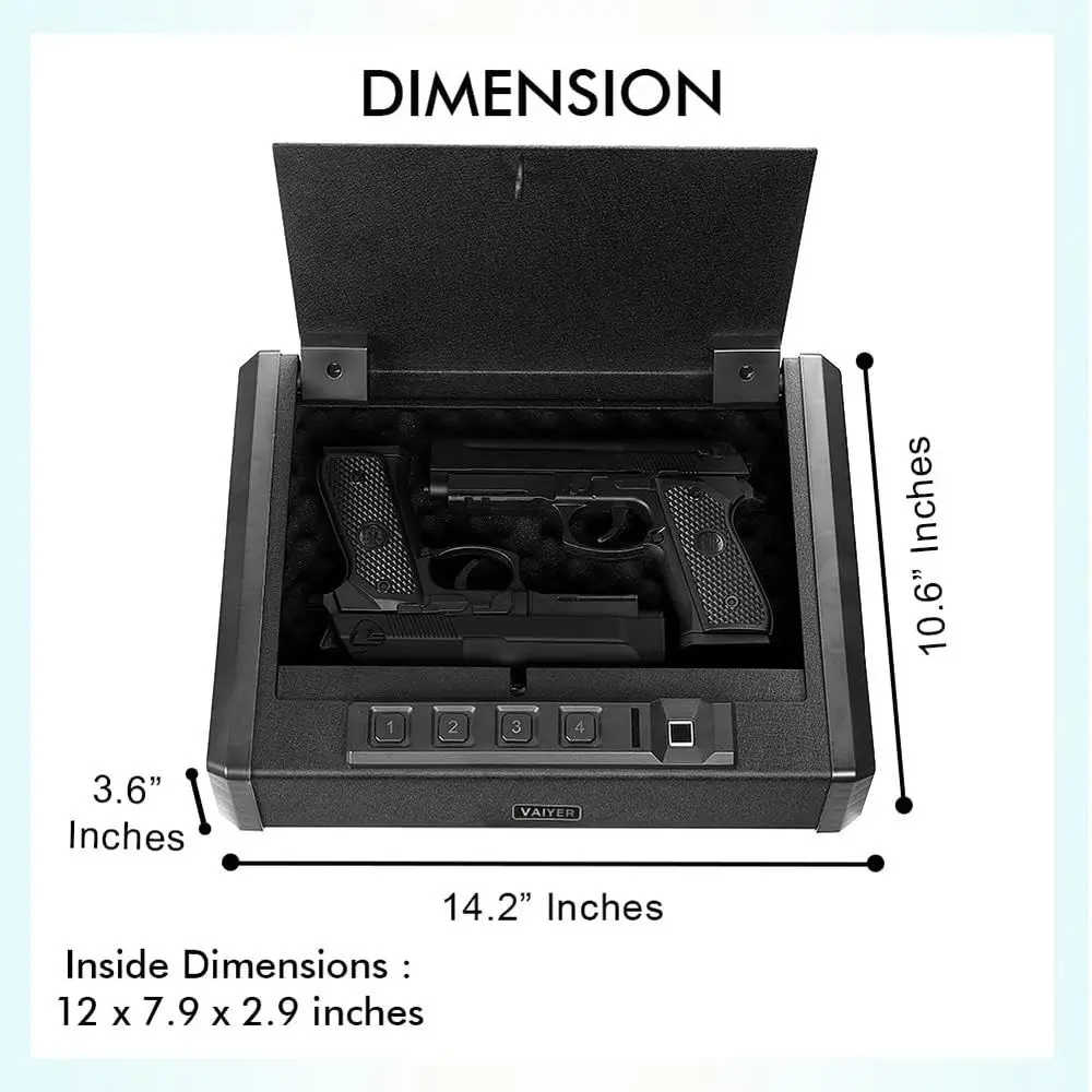 Cassaforte per pistola biometrica con accesso alle impronte digitali e tastiera per un archiviazione sicura di pistole