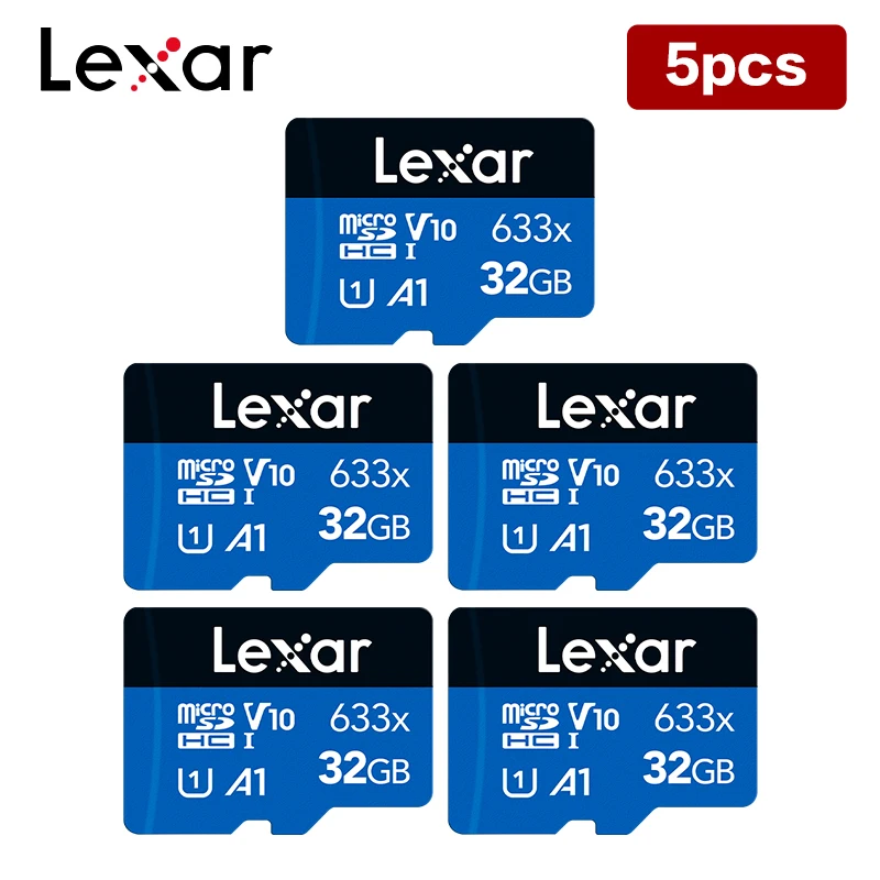 5PCS/Lot 32GB 64GB 128GB 256GB Lexar 633x Micro SD Card microSD/HC UHI-1 Flash TF Card Memory Card for Smartphone/Laptop/GoPro