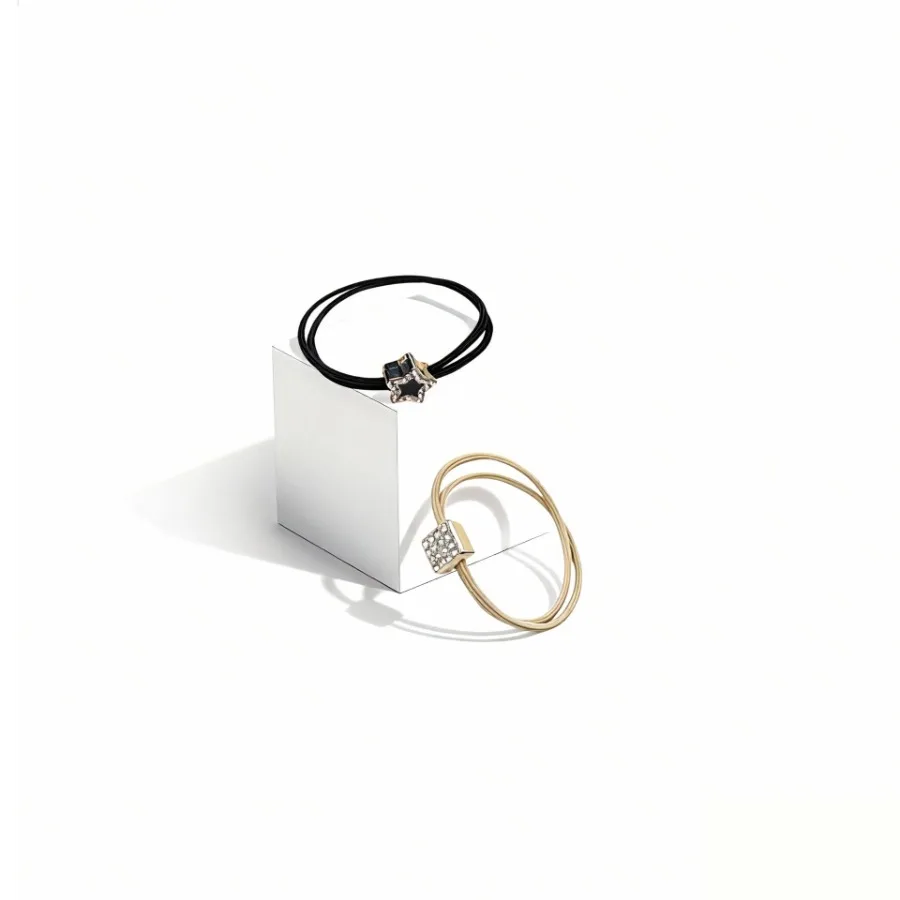 Alloy type square rubber band women's head ponytail hair rope simple temperament head rope high elasticity durable rubber band - Detail 1