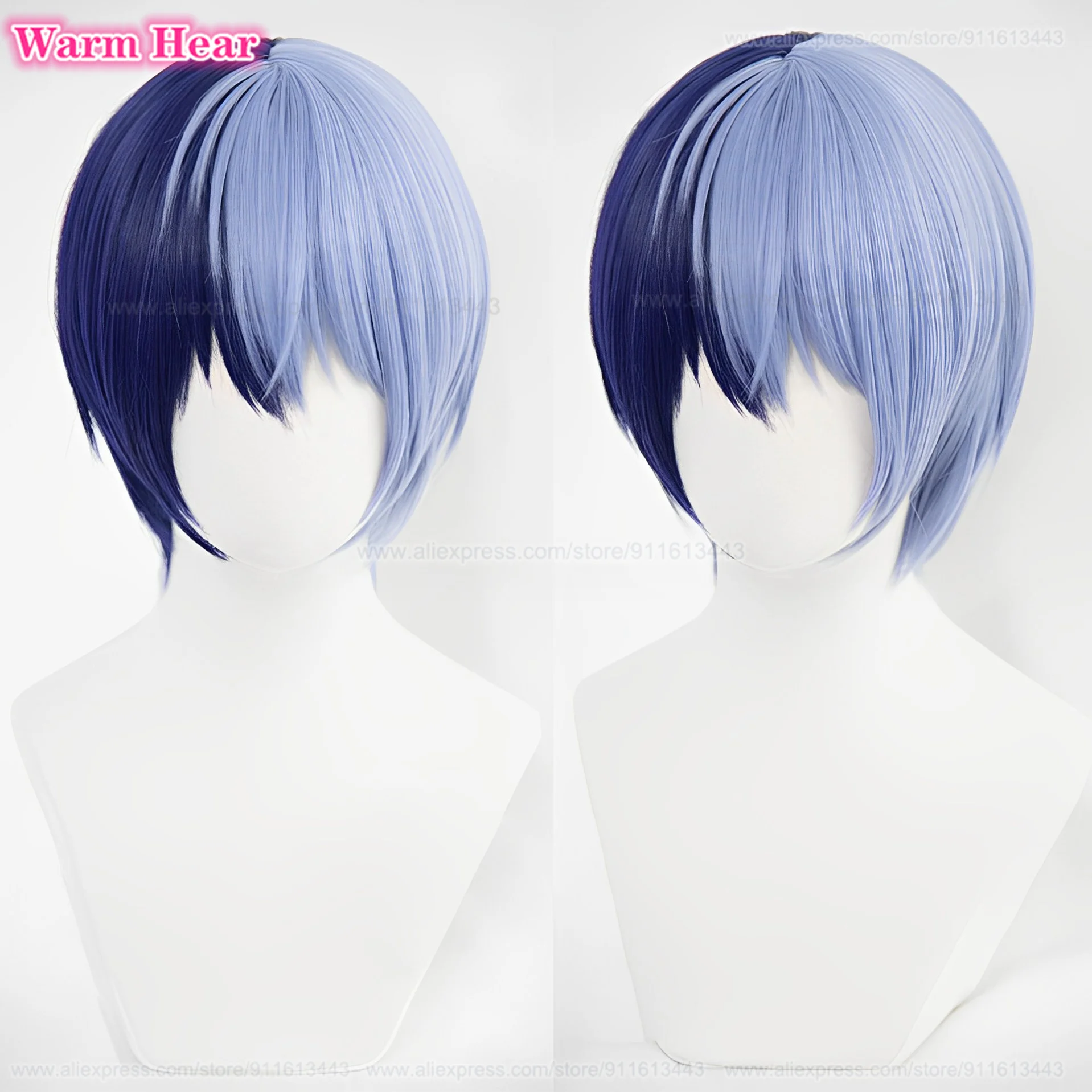 أنيمي الاصطناعية Aoyagi Toya Shinonome Akito شعر مستعار تأثيري للجنسين شعر مستعار قصير وحلق مقاومة للحرارة الشعر هالوين الباروكات + غطاء شعر مستعار