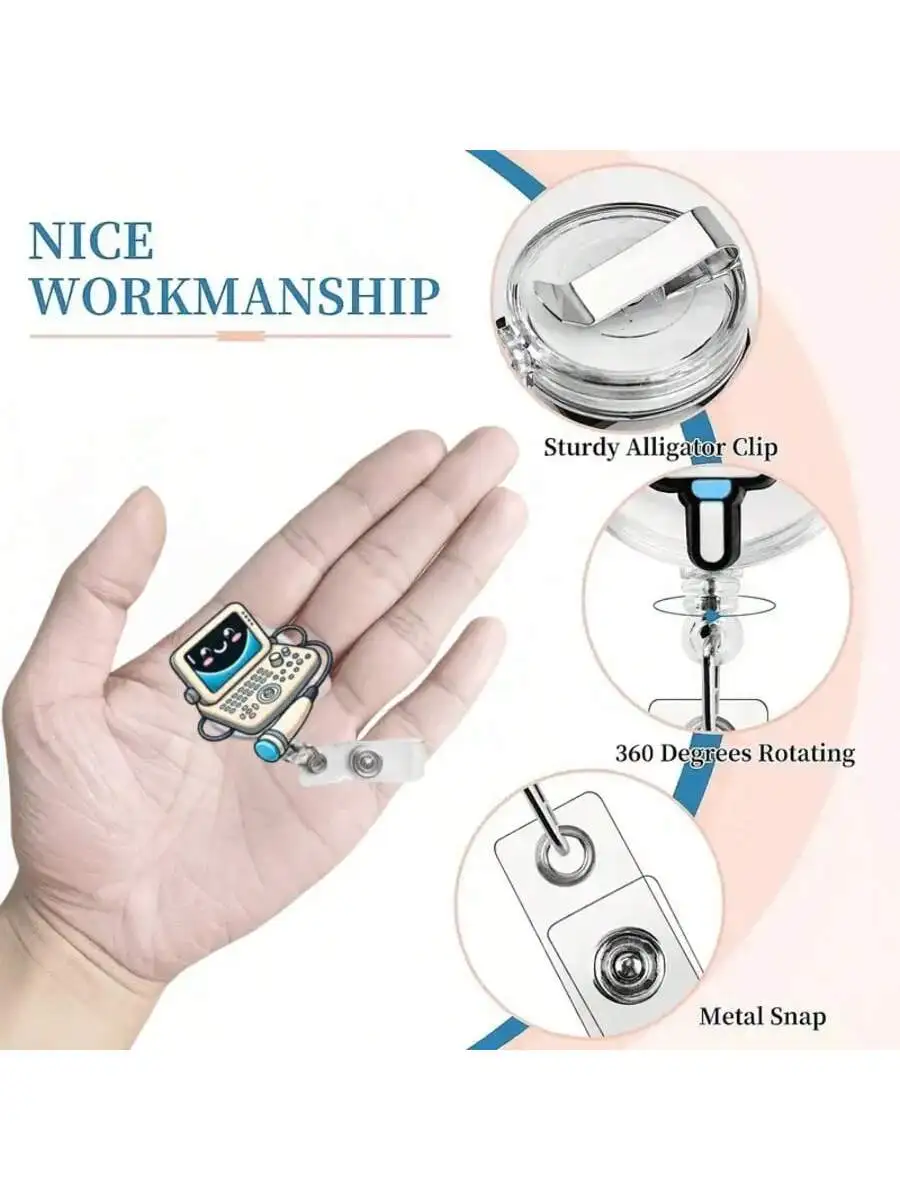 Bobina per badge retrattile con design da infermiera da 1 pezzo: porta documenti in acrilico resistente per infermieri, impiegati e studenti