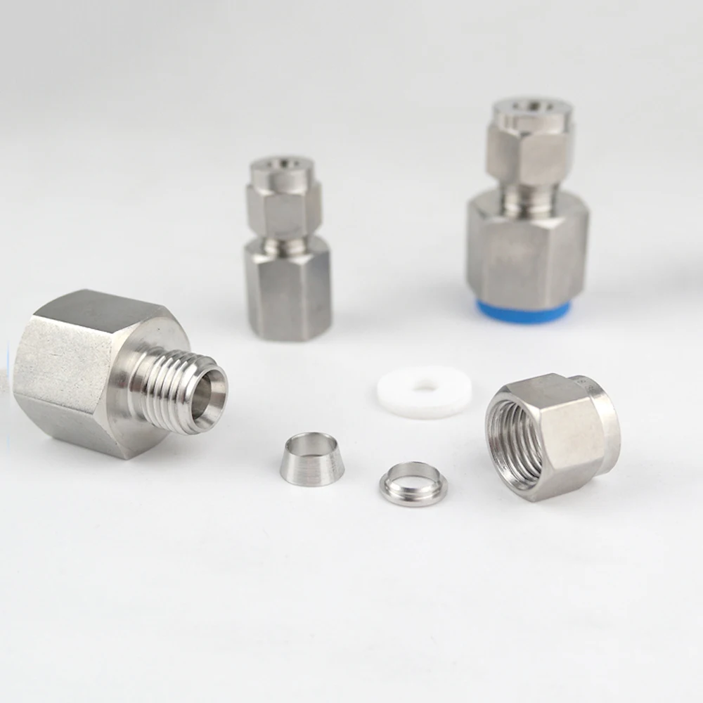 

1/8" 1/4" 3/8" 1/2" BSPP Female 3/4/6/8/10/12mm OD Double Ferrule Compression Tube Union Connector Stainless 304