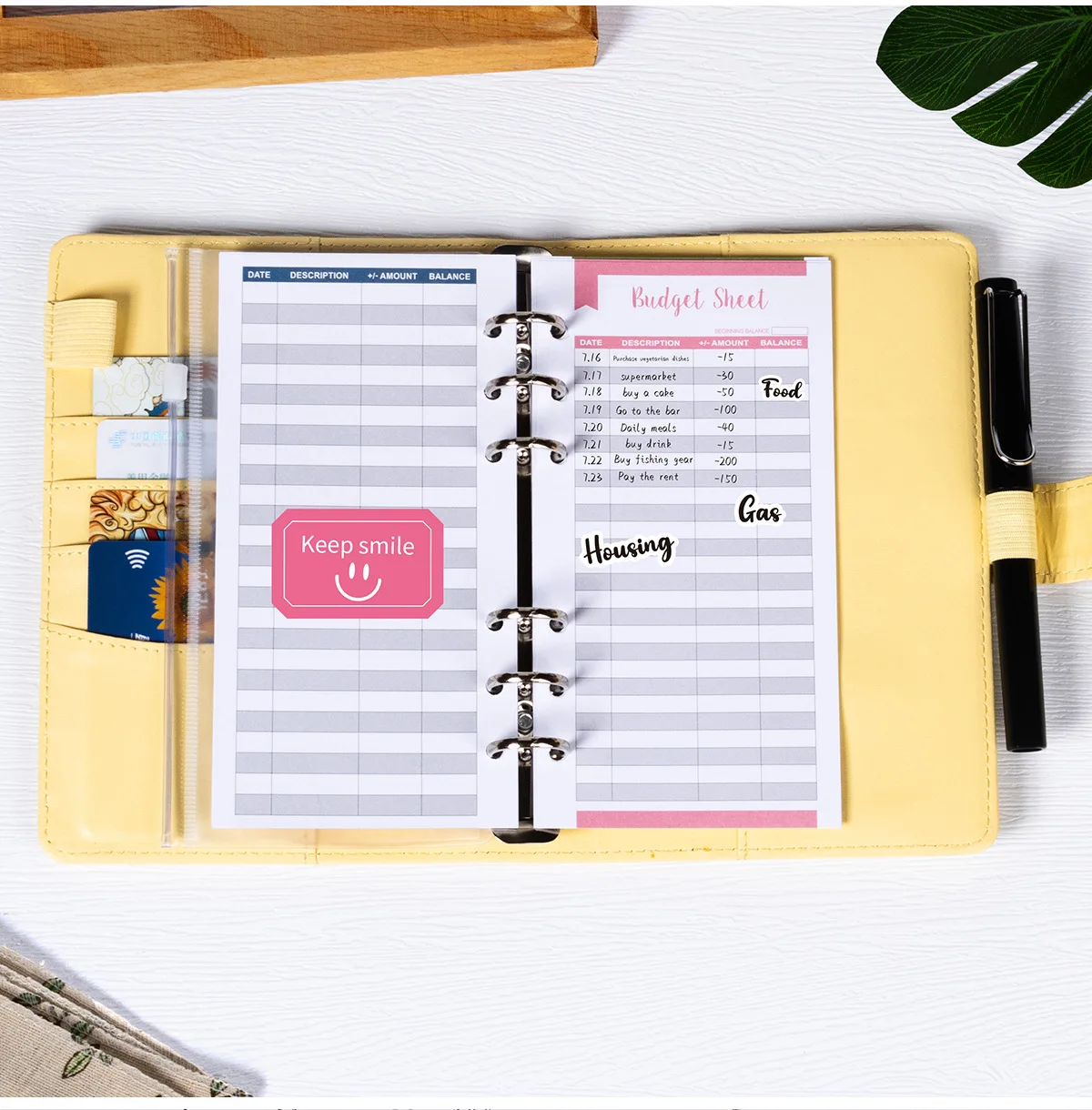 A6 Notebook Binder Creative Account Book, Macaron PU Leather Blank Loose-Leaf Account Book