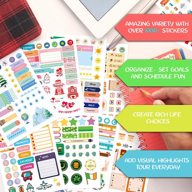 2024 Planner Stickers - Monthly Planner Stickers And Accessories 24 Pages 1000+ Calendar Stickers Festival Stickers Easy To Use