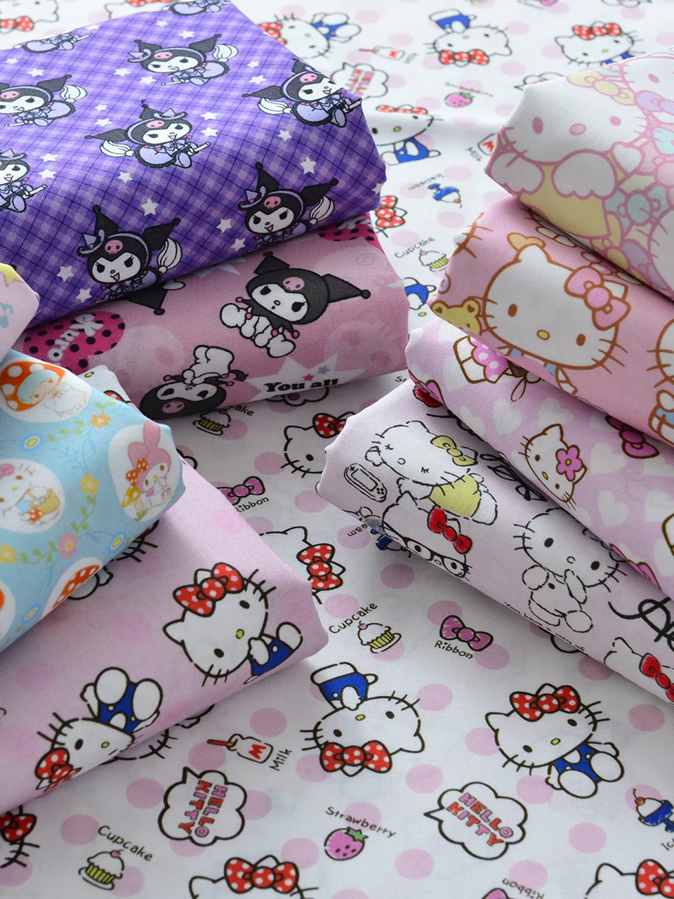 wide145cm Cartoon Hello Kitty Melody sanrio 100% Cotton Fabric Diy Material Sewing Quilting Fabrics for Patchwork