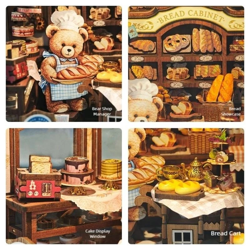 Handmade Bear Bakery Craft Set Without Tool Need Gift For Birthday Christmas Home Office Display A2UB