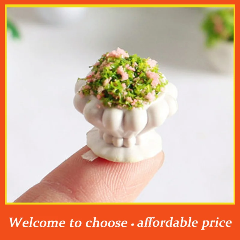 

TH 2pcs new Dollhouse Furniture 1:12 Accessories Mini Green Plant Bonsai Flower Pots