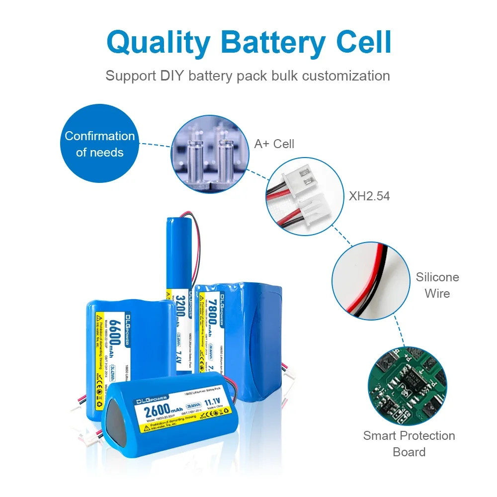 DLG 3.7V 14500 lithium battery pack AA 600mAh 1S1P Protection Board XH2.54 Plug High and low temperature lithium battery